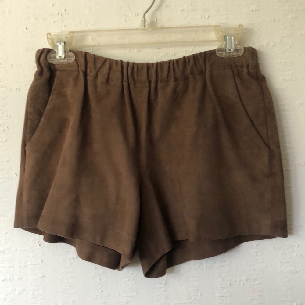 Broadway & Broome 100% Genuine Leather Brown Suede Shorts - SIZE XS